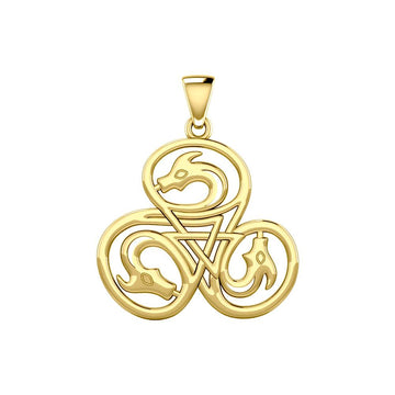 Dragon with Triskele Solid Yellow Gold Pendant GPD5819 - Jewelry